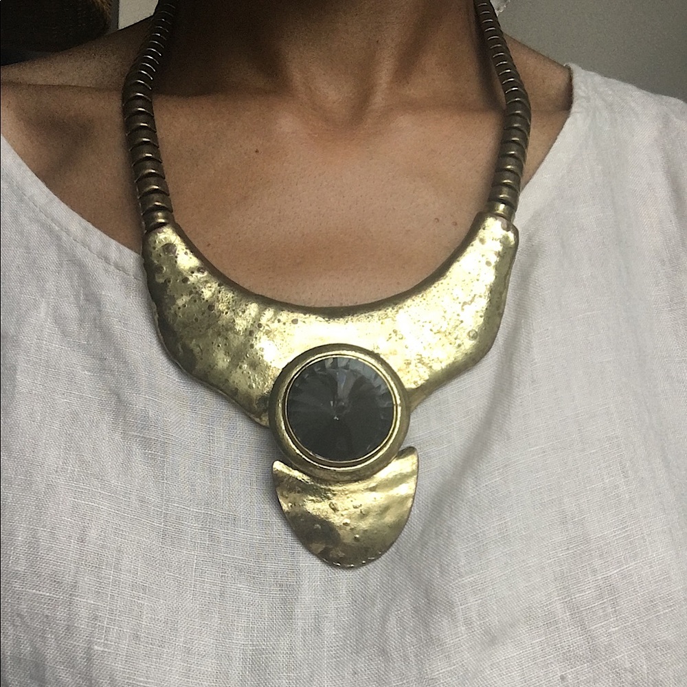 Statement Plate Necklace Gold/Bronze